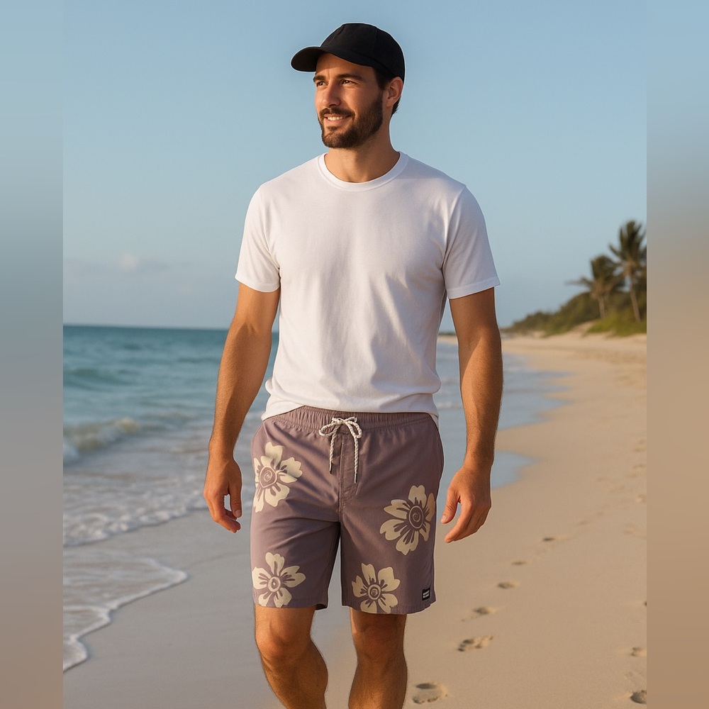 Billabong Men's Purple Floral Swim Shorts